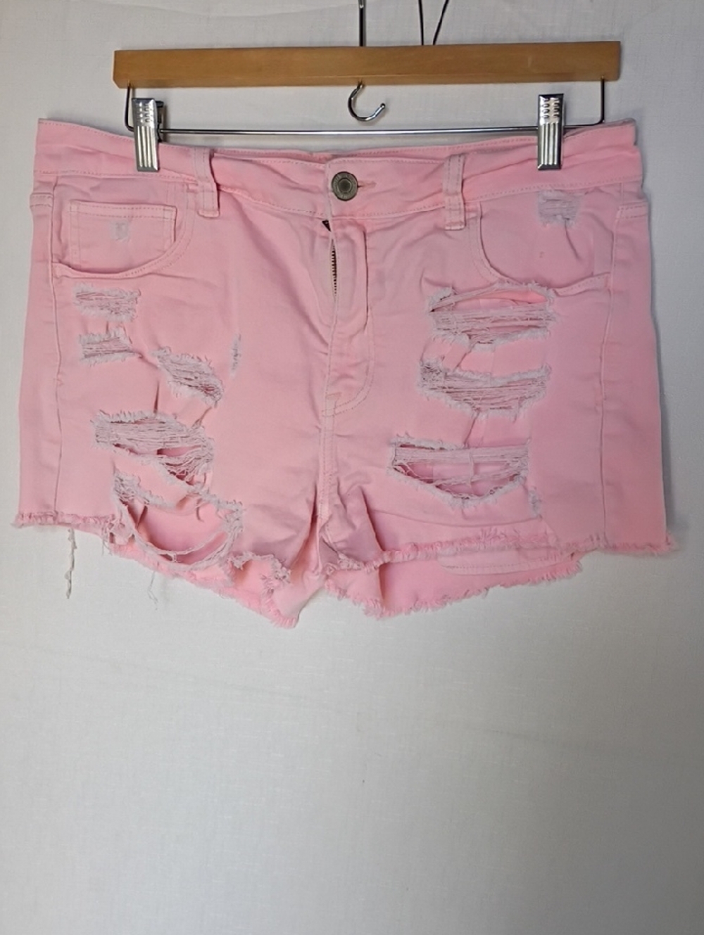 American Eagle Outfitters Pink Distressed Denim Shorts